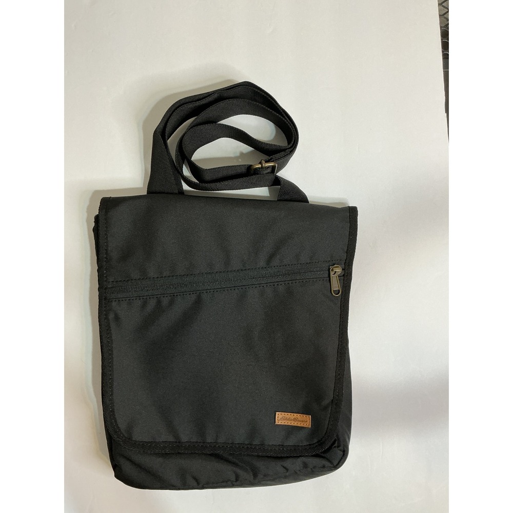 Eddie Bauer Black Crossbody Messenger Travel Bag Multi Pocket Adjustable Strap